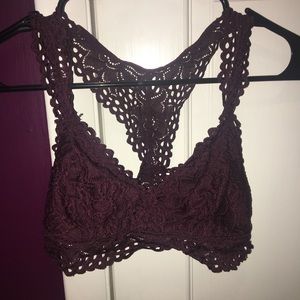 Burgundy lace bralette